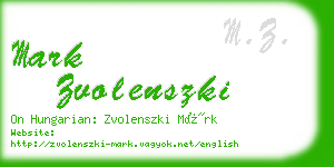 mark zvolenszki business card